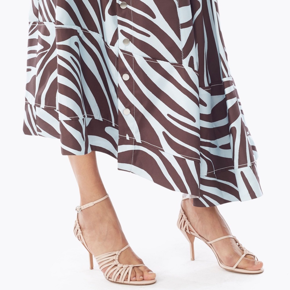 3.1 Phillip Lim Zebra Pleated Skirt with Snaps - Picture 4 of 14